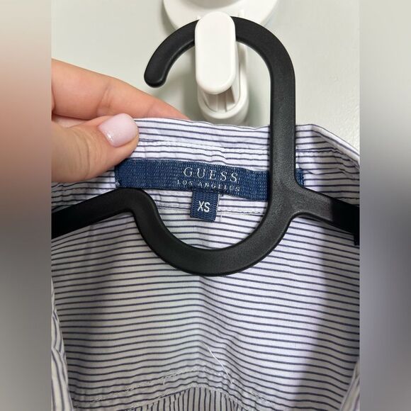 GUESS Striped Sheer Lace Details Button Down Western Shirt Size XS Like New - Picture 5 of 10